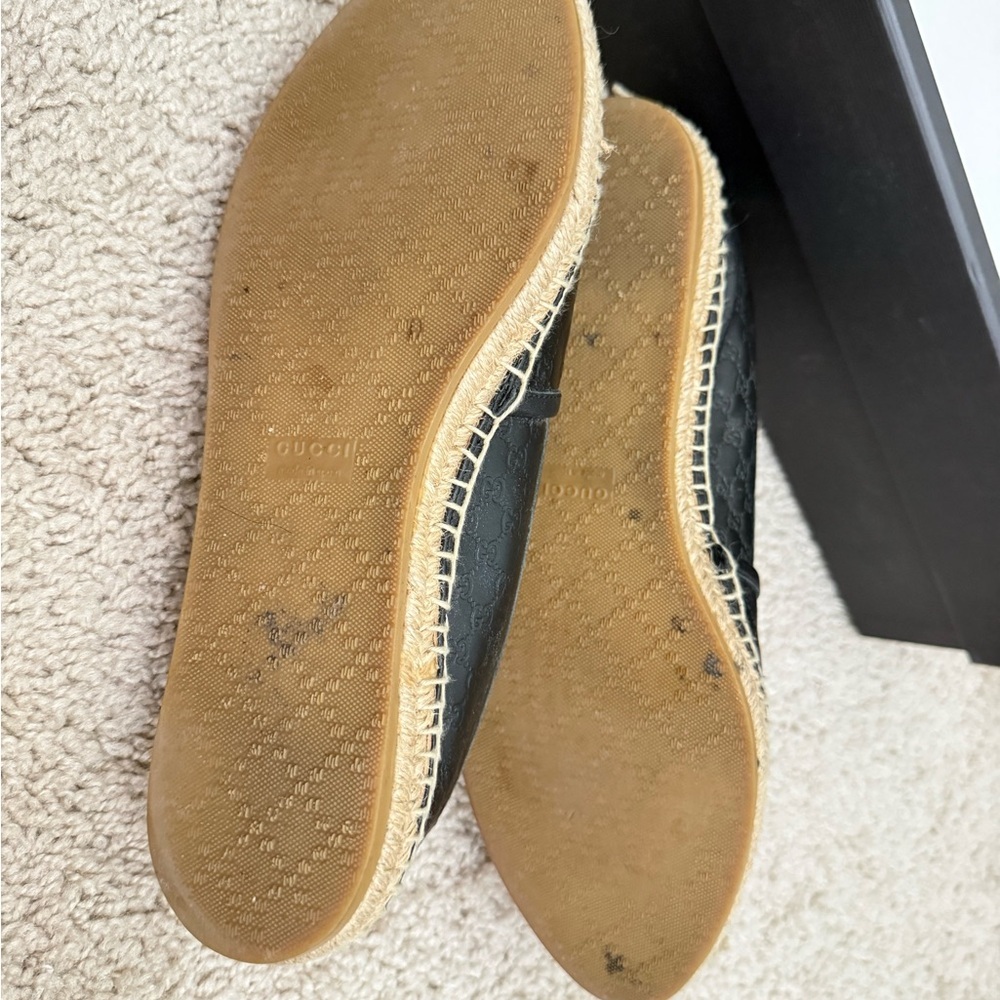 Gucci Black Embossed Leather Espadrilles - Picture 10 of 16